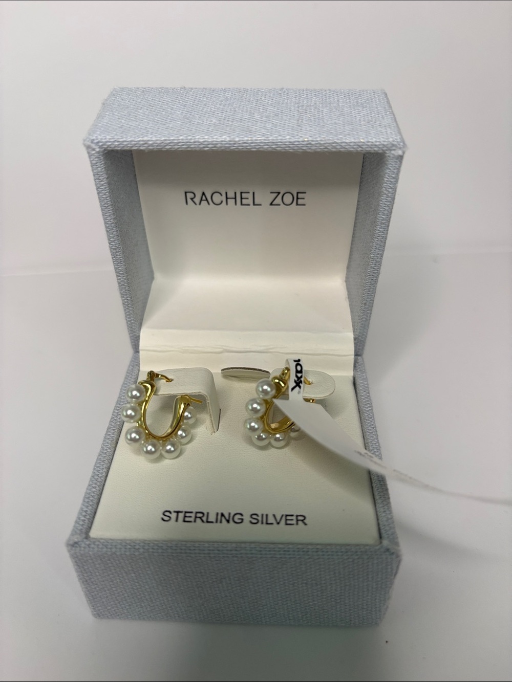 Rachel Zoe Gold Hoop Earrings with White Pearls